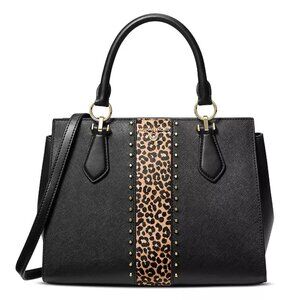 Michael Kors Studded Leather and Leopard Print Satchel - LIKE NEW!